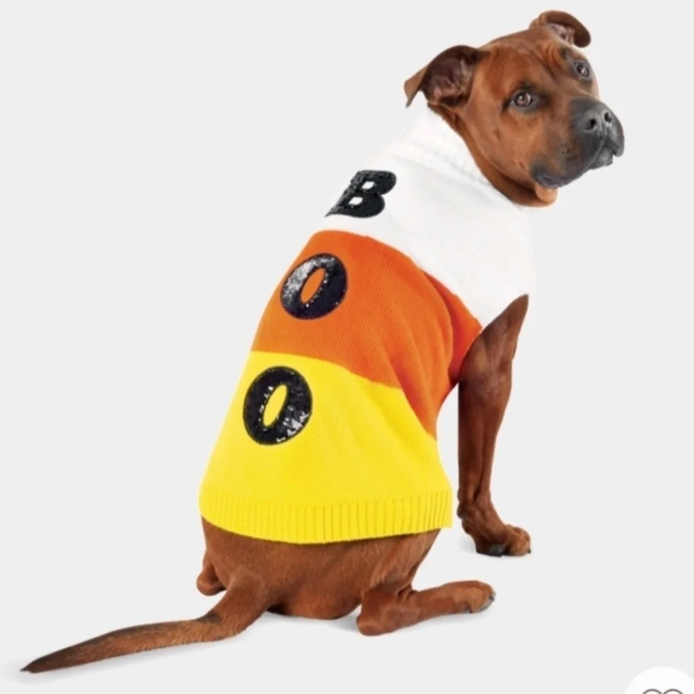NWT Halloween Candy Corn Boo Festive Knit Dog Sweater - Hyde & EEK! Boutique New